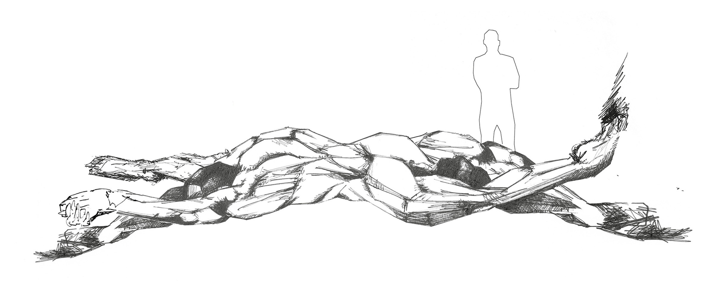 Tirésias croquis de recherche Les Métamorphes sculpture monumentale