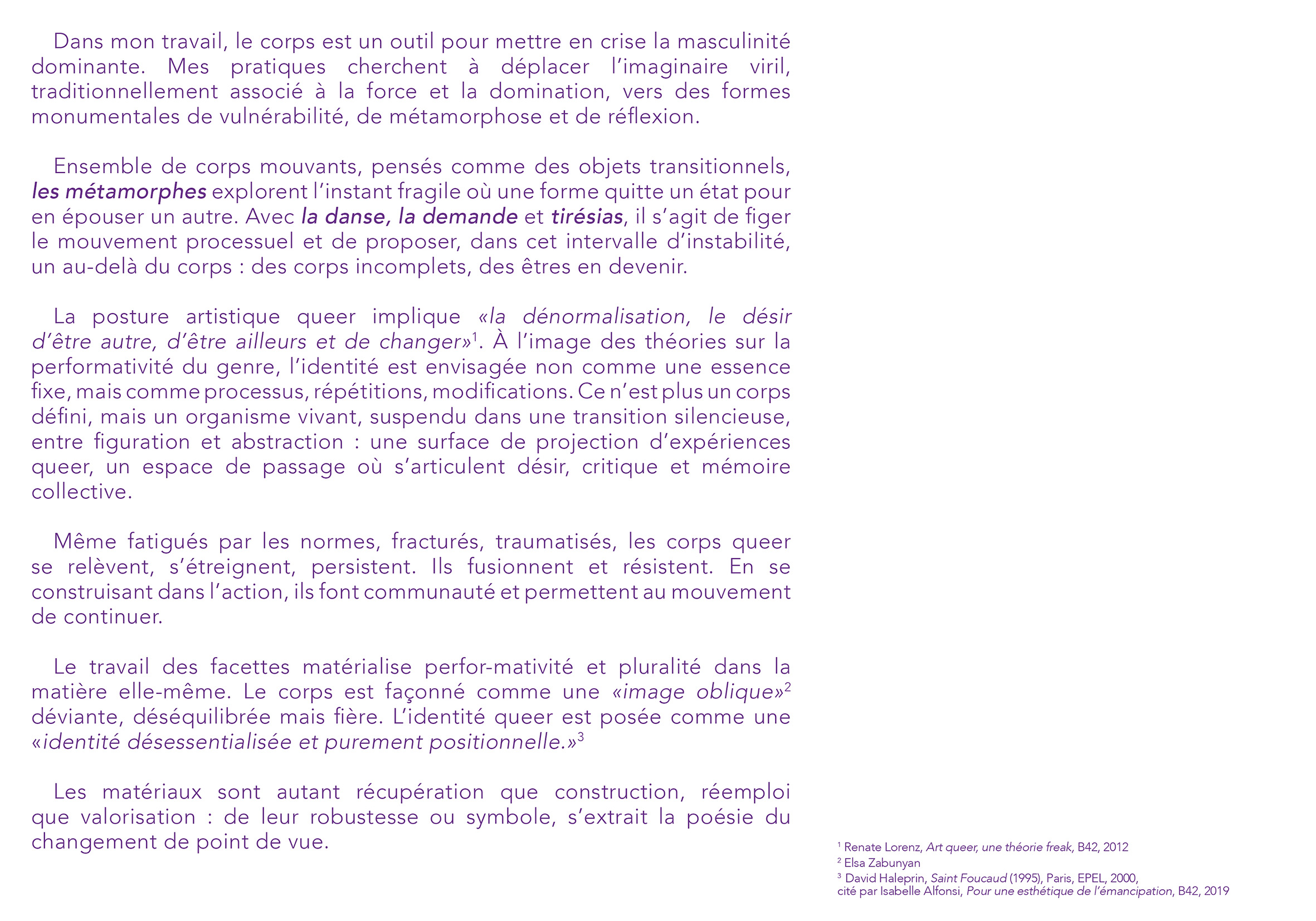 les Métamorphes texte de présentation